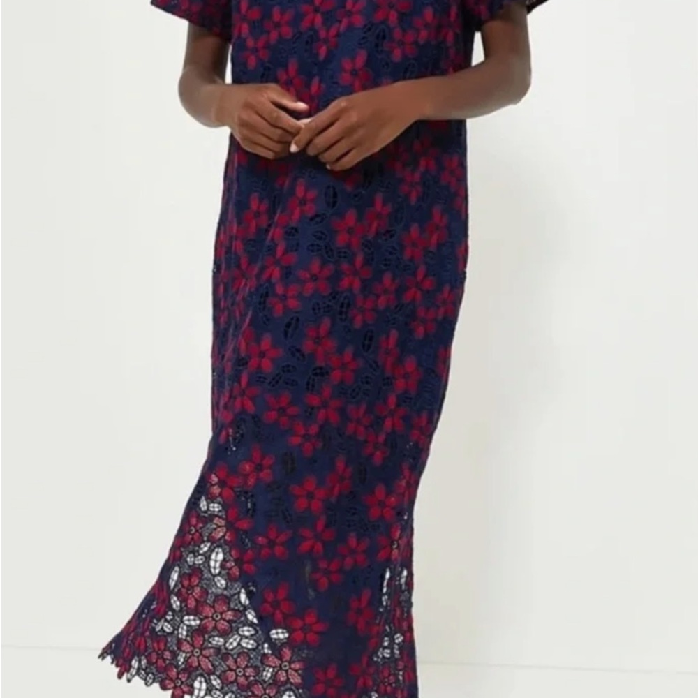 NWT - Tuckernuck Dress - Navy and Red Floral Midi - Size Small